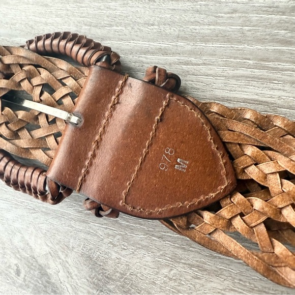 Vintage Handmade Wide Woven Leather Belt - Picture 6 of 15